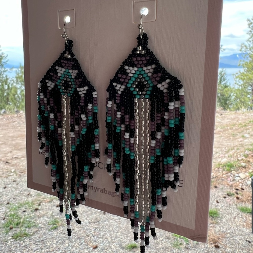 New! Gorgeous Gold Beaded tassel boho western tribal earrings jewelry turquoise - Picture 7 of 7